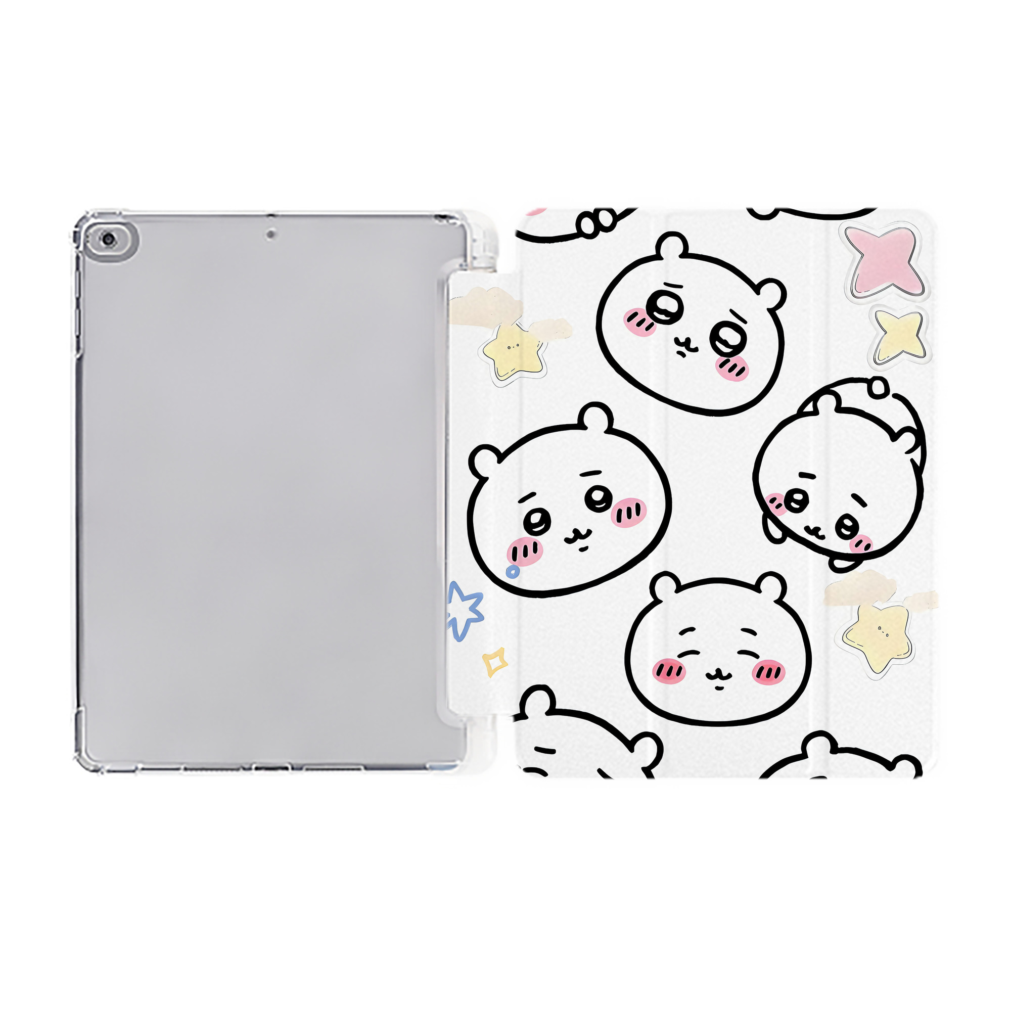 （画像用） ちいかわ Chii-kawa IPad ケース ペン収納付き 三つ折りスタンド PUレザー×シリコン 対応機種9.5/10.5/10.9インチ